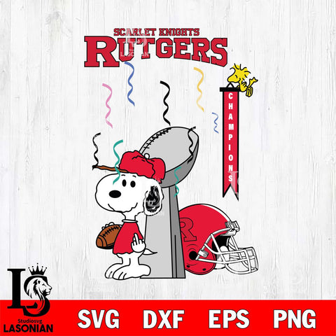 Rutgers Scarlet Knights Charlie Brown and Snoopy Super Bowl Svg Eps Dxf Png File, NCAA svg , Digital Download , Instant Download, Cricut File