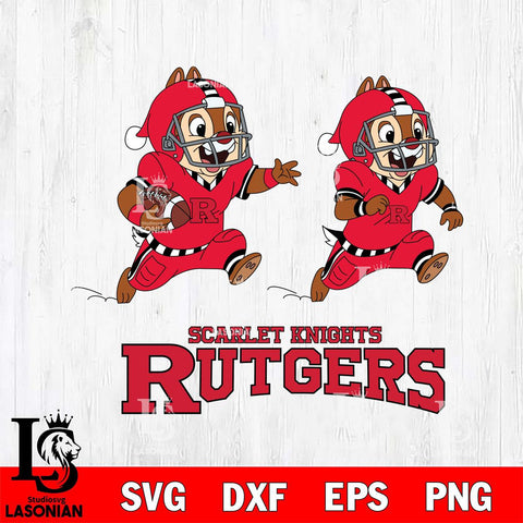Rutgers Scarlet Knights Chip & Dale Football Cricut,Christmas SVG DXF EPS PNG FILE, NCAA Digital Download,Instant Download, Silhouette
