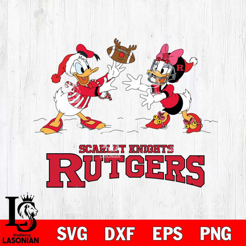 Rutgers Scarlet Knights Donald Duck & Daisy Duck Football Cricut,Christmas SVG DXF EPS PNG FILE, NCAA Digital Download,Instant Download, Silhouette