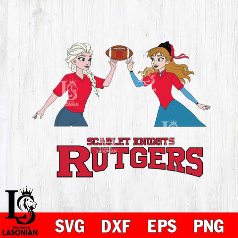 Rutgers Scarlet Knights Elsa & Anna Football Cricut,Christmas SVG DXF EPS PNG FILE, NCAA Digital Download,Instant Download, Silhouette