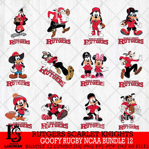 Rutgers Scarlet Knights Goofy Rugby Disney NCAA Bundle 12 SVG DXF EPS PNG FILE,NCAA bundle svg ,Football Digital Download,Instant Download, Silhouette
