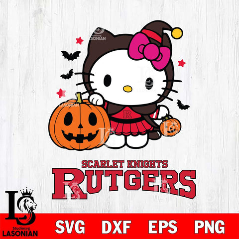Rutgers Scarlet Knights Hello Kitty Horror 1 Svg Eps Dxf Png File, Digital Download