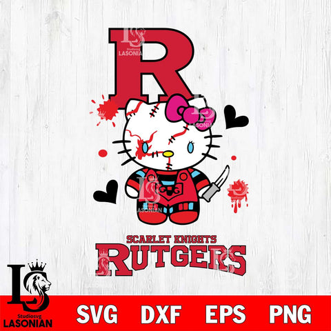 Rutgers Scarlet Knights Hello Kitty Horror 2 Svg Eps Dxf Png File, Digital Download
