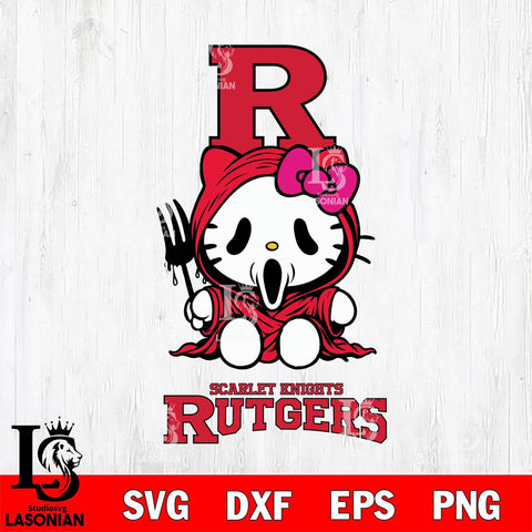 Rutgers Scarlet Knights Hello Kitty Horror 4 Svg Eps Dxf Png File, Digital Download