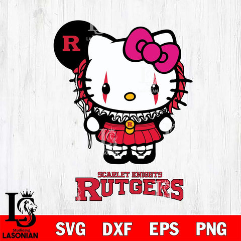 Rutgers Scarlet Knights Hello Kitty Horror 7 Svg Eps Dxf Png File, Digital Download