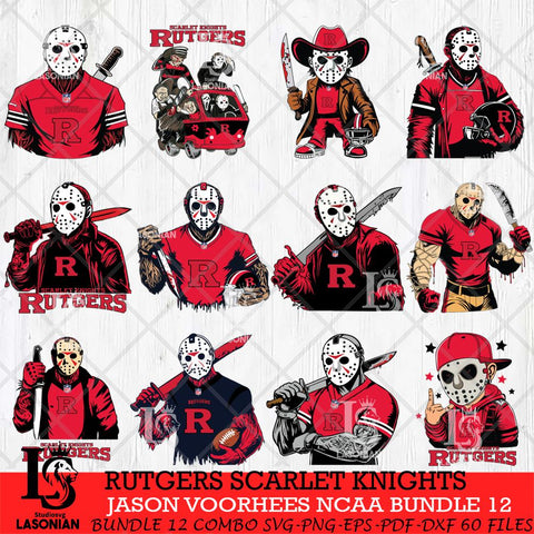 Rutgers Scarlet Knights Jason Voorhees Horror Bundle 12 SVG Eps Dxf Png File, bundle NCAA svg, Digital Download, Instant Download