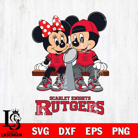 Rutgers Scarlet Knights Mickey And Minnie Football Champions Svg Eps Dxf Png File, NCAA svg , Digital Download , Instant Download, Cricut File