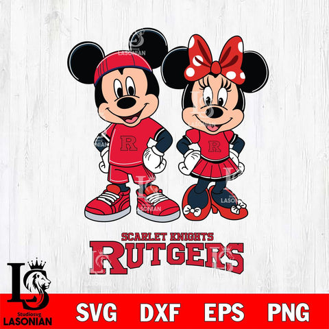 Rutgers Scarlet Knights Mickey And Minnie Rugby Svg Eps Dxf Png File, NCAA svg , Digital Download , Instant Download, Cricut File