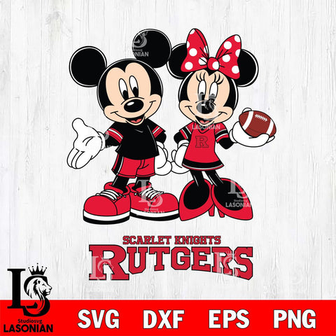 Rutgers Scarlet Knights Mickey Minnie Football Svg Eps Dxf Png File, NCAA svg , Digital Download , Instant Download, Cricut File