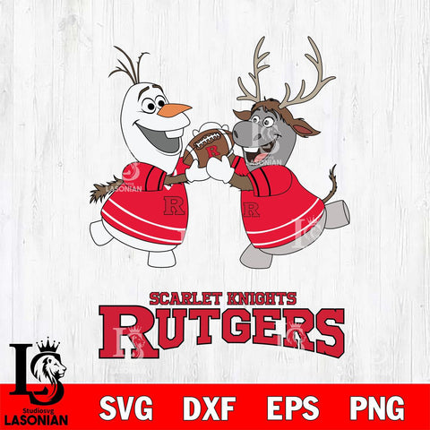 Rutgers Scarlet Knights Olaf & Sven Football Cricut,Christmas SVG DXF EPS PNG FILE, NCAA Digital Download,Instant Download, Silhouette