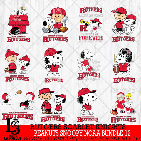 Rutgers Scarlet Knights Peanuts Snoopy Player NCAA Bundle 12 SVG DXF EPS PNG FILE,Snoopy File Cut, bundle NCAA Digital Download,Instant Download, Silhouette