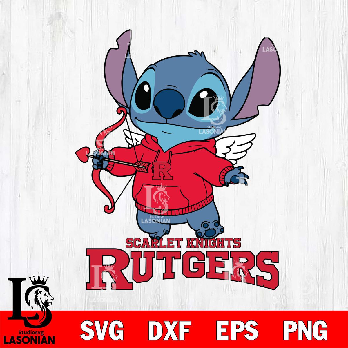 Rutgers Scarlet Knights Stitch Cupid Digital Download, NCAA SVG DXF EPS ...
