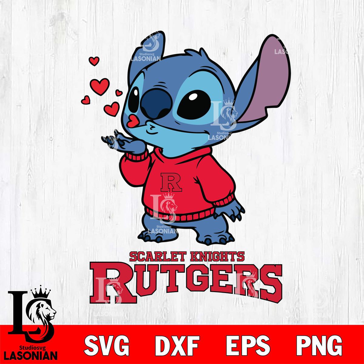 Rutgers Scarlet Knights Stitch Kiss Valentine Digital Download, NCAA ...