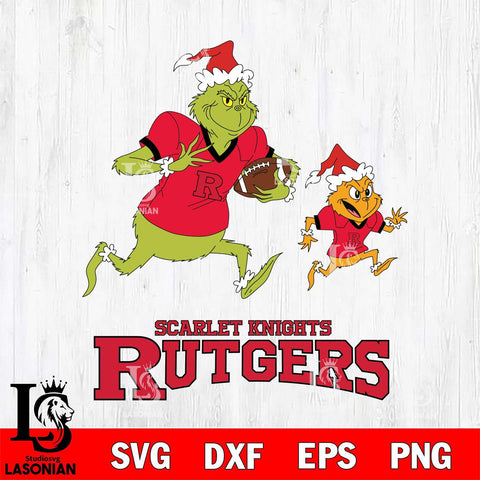 Rutgers Scarlet Knights The Grinch & Max Football Cricut,Christmas SVG DXF EPS PNG FILE, NCAA Digital Download,Instant Download, Silhouette