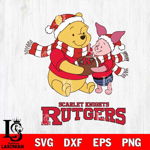 Rutgers Scarlet Knights Winnie the Pooh & Piglet Football Cricut,Christmas SVG DXF EPS PNG FILE, NCAA Digital Download,Instant Download, Silhouette