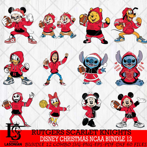 Rutgers Scarlet Knights  Disney christmas NCAA Bundle File Cut, Bundle NCAA SVG DXF EPS PNG FILE, Digital Download , Criucut , Silhouette
