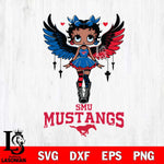 SMU Mustangs Anglel Black Fan Girl Betty Boop, Svg Eps Dxf Png File, Digital Download