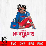 SMU Mustangs Awesome Black Fan Girl Betty Boop, Svg Eps Dxf Png File, Digital Download