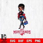 SMU Mustangs Beautiful Black Fan Girl, Svg Eps Dxf Png File, Digital Download