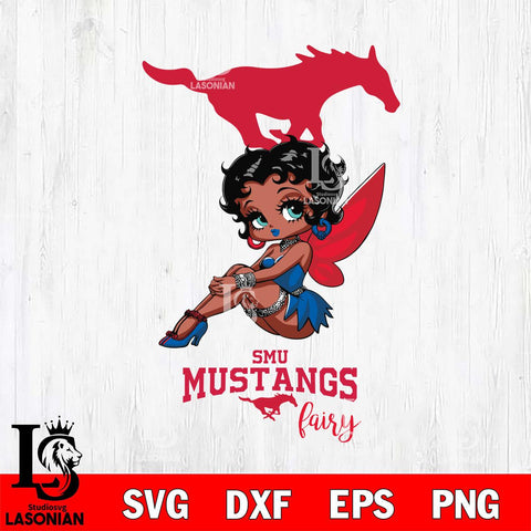 SMU Mustangs Beauty Black Fairy Betty Boop, Svg Eps Dxf Png File, Digital Download
