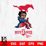 SMU Mustangs Beauty Black Fan Girl Football, Svg Eps Dxf Png File, Digital Download