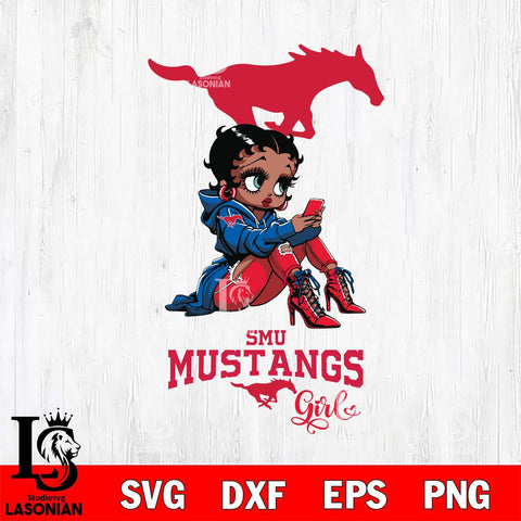 SMU Mustangs Beauty Black Fan Girl Football, Svg Eps Dxf Png File, Digital Download