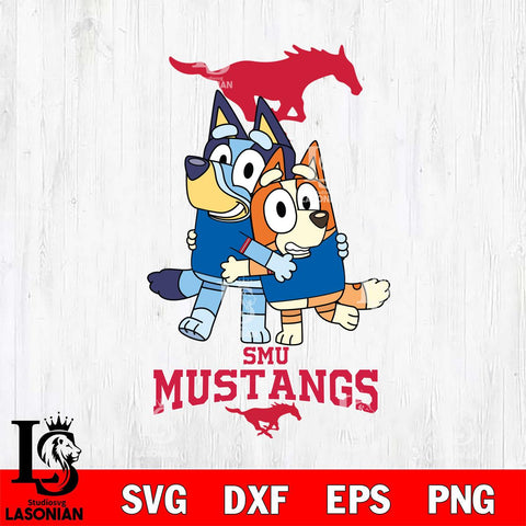 SMU Mustangs Bluey & Bingo 3 Svg Eps Dxf Png File, NCAA svg, Digital Download, Instant Download
