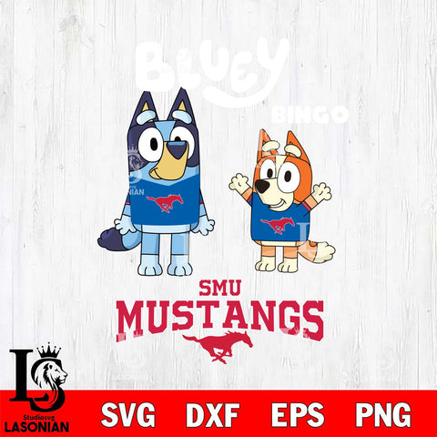 SMU Mustangs Bluey & Bingo 4 Svg Eps Dxf Png File, NCAA svg, Digital Download, Instant Download