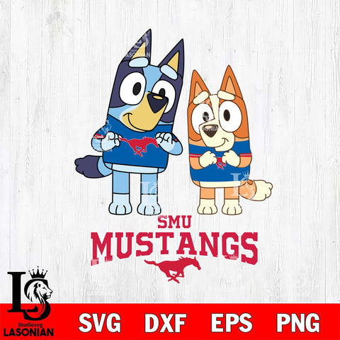 SMU Mustangs Bluey & Bingo 6 Svg Eps Dxf Png File, NCAA svg, Digital Download, Instant Download