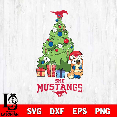 SMU Mustangs Bluey Chilli Christmas Tree Svg Eps Dxf Png File, Digital Download
