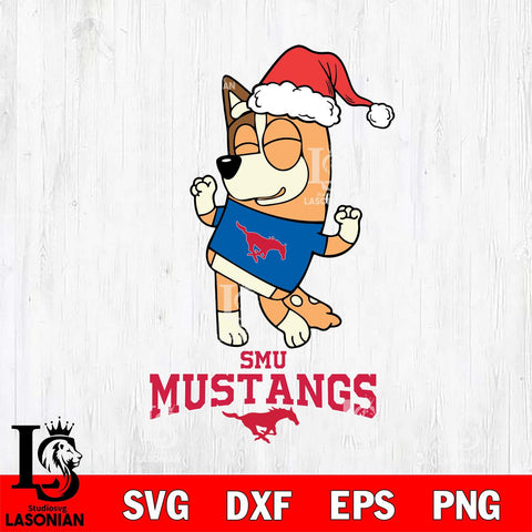 SMU Mustangs Bluey Chilli Happy Christmas Svg Eps Dxf Png File, Digital Download