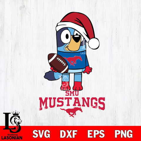 SMU Mustangs Bluey Christmas Svg Eps Dxf Png File, Digital Download