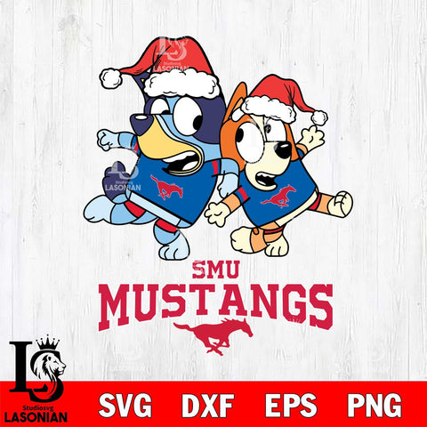 SMU Mustangs Bluey Christmas Holiday Svg Eps Dxf Png File, Digital Download