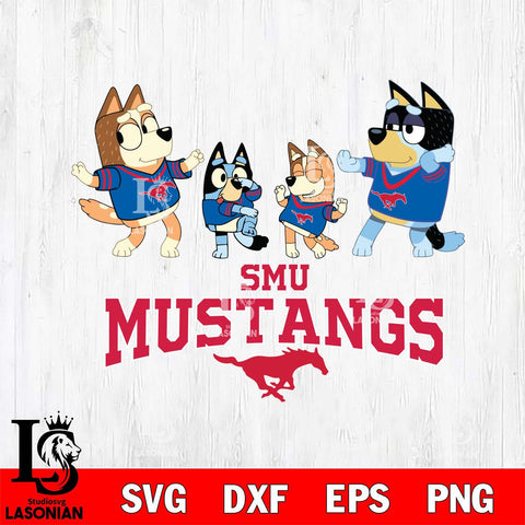 SMU Mustangs Bluey Dance Squats Svg Eps Dxf Png File, Digital Download, Instant Download