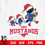 SMU Mustangs Bluey Family Christmas Svg Eps Dxf Png File, Digital Download