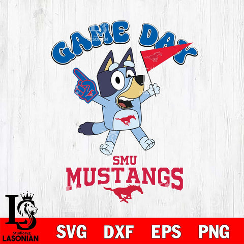 SMU Mustangs Bluey Game Day Svg Eps Dxf Png File, Digital Download, Instant Download