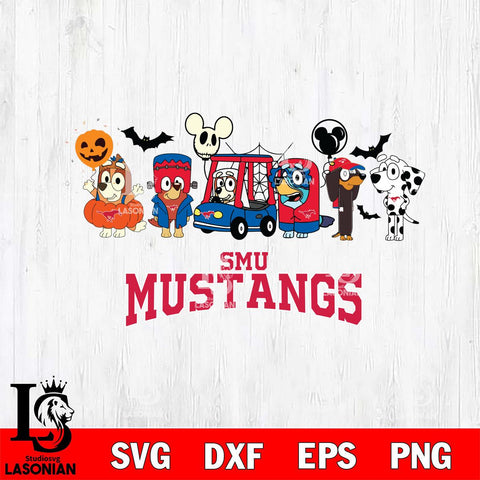 SMU Mustangs Bluey Halloween Svg Eps Dxf Png File, Digital Download, Instant Download