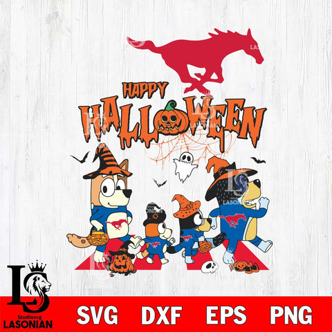 SMU Mustangs Bluey Halloween Family Svg Eps Dxf Png File, Digital Download, Instant Download