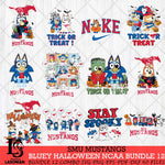 SMU Mustangs Bluey Halloween NCAA 12 SVG Eps Dxf Png File, Bundle NCAA svg, Digital Download, Instant Download