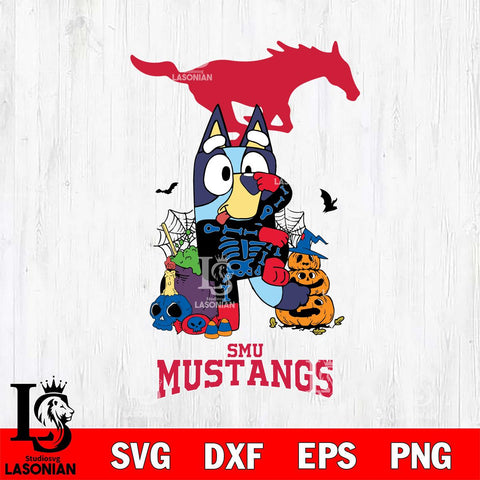 SMU Mustangs Bluey Halloween NCAA 2 Svg Eps Dxf Png File, Digital Download, Instant Download
