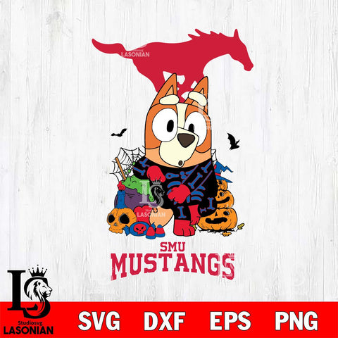 SMU Mustangs Bluey Halloween NCAA Svg Eps Dxf Png File, Digital Download, Instant Download