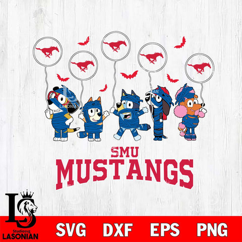 SMU Mustangs Bluey Halloween Spooky Svg Eps Dxf Png File, Digital Download, Instant Download