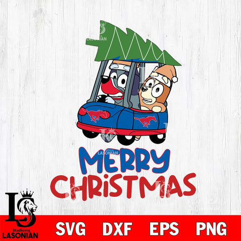 SMU Mustangs Bluey Merry Christmas Svg Eps Dxf Png File, Digital Download