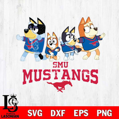 SMU Mustangs Bluey Mode Dance Squats Svg Eps Dxf Png File, Digital Download, Instant Download