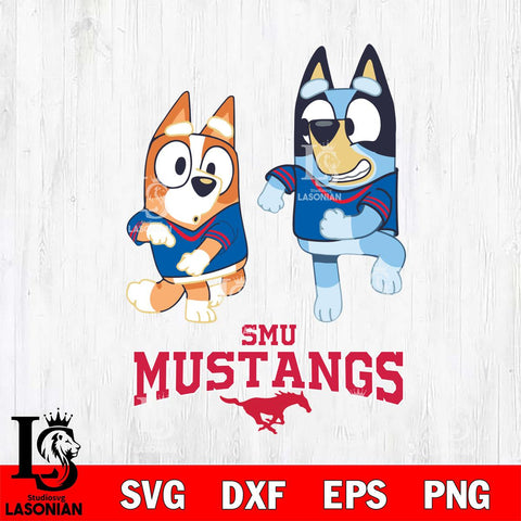 SMU Mustangs Bluey with Chilli Dance Svg Eps Dxf Png File, Digital Download, Instant Download