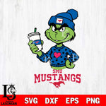 SMU Mustangs Boujee Grinch Heart Christmas Cut Files Cricut, Svg Dxf Eps Png file, Digital download , Silhouette