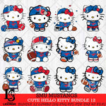 SMU Mustangs Cute Hello Kitty Bundle 12 SVG Eps Dxf Png File, NCAA Bundle svg, Digital Download, Instant Download