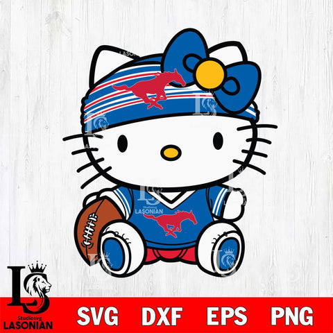 SMU Mustangs Cute Hello Kitty Football 12 Svg Eps Dxf Png File, NCAA svg, Digital Download, Instant Download