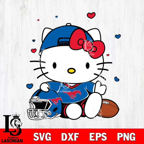 SMU Mustangs Cute Hello Kitty Football Svg Eps Dxf Png File, NCAA svg, Digital Download, Instant Download