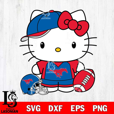 SMU Mustangs Cute Hello Kitty Football 4 Svg Eps Dxf Png File, NCAA svg, Digital Download, Instant Download